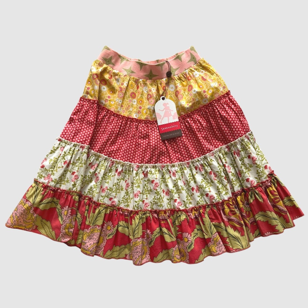 Matilda Jane Serendipity Kids Girls Tiered Ruffle Floral Skirt Sz 6 NWT Vintage
